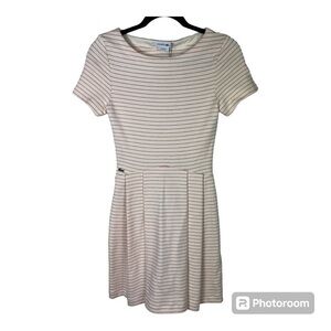 Lacoste Cream Dress with Thin Red Stripes